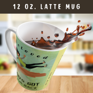 Personalizable Christian Latte Mug – “God’s Got Your Back”| Scripture Mug with Melanated Woman Falling Onto God's Right Hand |  Isaiah 41:10 – Faith-Based 12 oz. Inspirational Gift for Women | Customizable Religious Coffee Cup