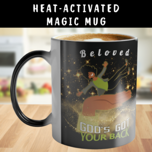 Personalizable Color-Changing "God's Got Your Back" Magic Drinkware | Melanated Woman Falling Onto God's Righteous Right Hand | Bible Verse Isaiah 41:10