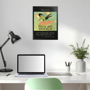 Personalizable "God's Got Your Back" Framed Poster - Horizontal or Vertical - Featuring A Fair-Skinned Woman Falling Onto God's Righteous Right Hand | Motivational Decor Featuring Isaiah 41:10 | Choice of Vertical or Horizontal Wire Hanging Kit