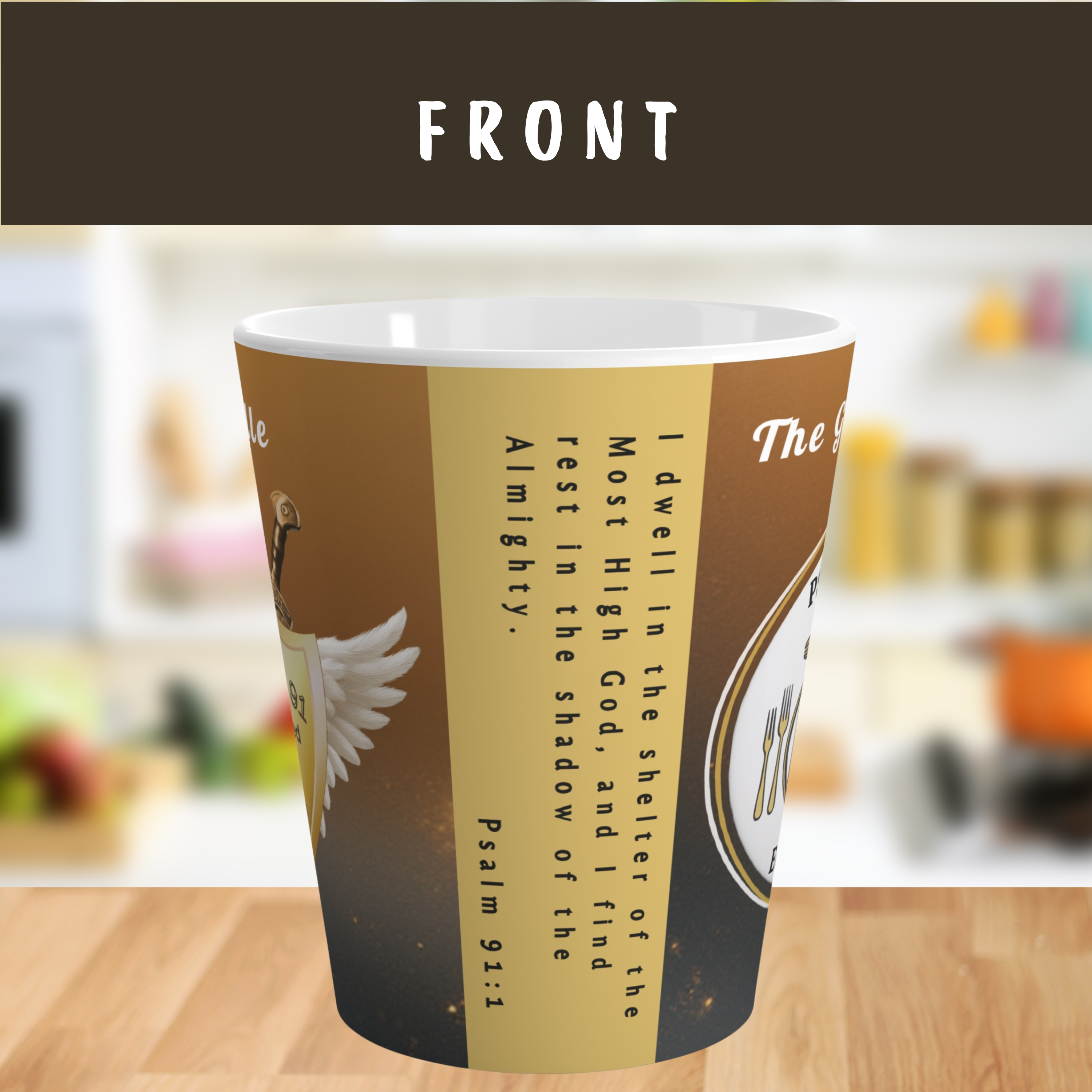 The Grace Table Presents Psalm 91 Equipped, 12 oz Personalizable Wraparound Latte Mug | Faith-Based, Spiritually Uplifting and Encouraging Tea Cup | Verse by Verse Customizable Gift - Image 4