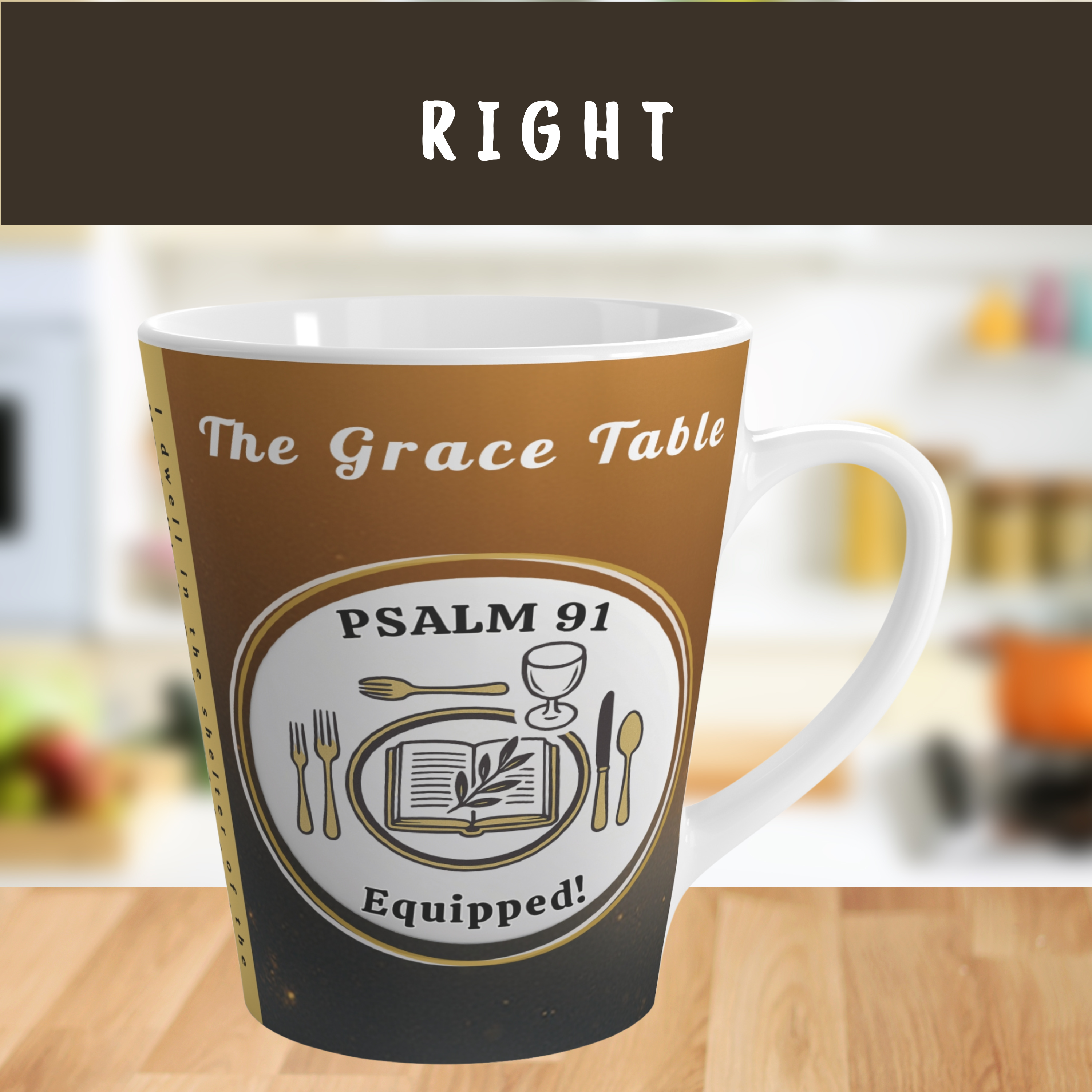 The Grace Table Presents Psalm 91 Equipped, 12 oz Personalizable Wraparound Latte Mug | Faith-Based, Spiritually Uplifting and Encouraging Tea Cup | Verse by Verse Customizable Gift - Image 5