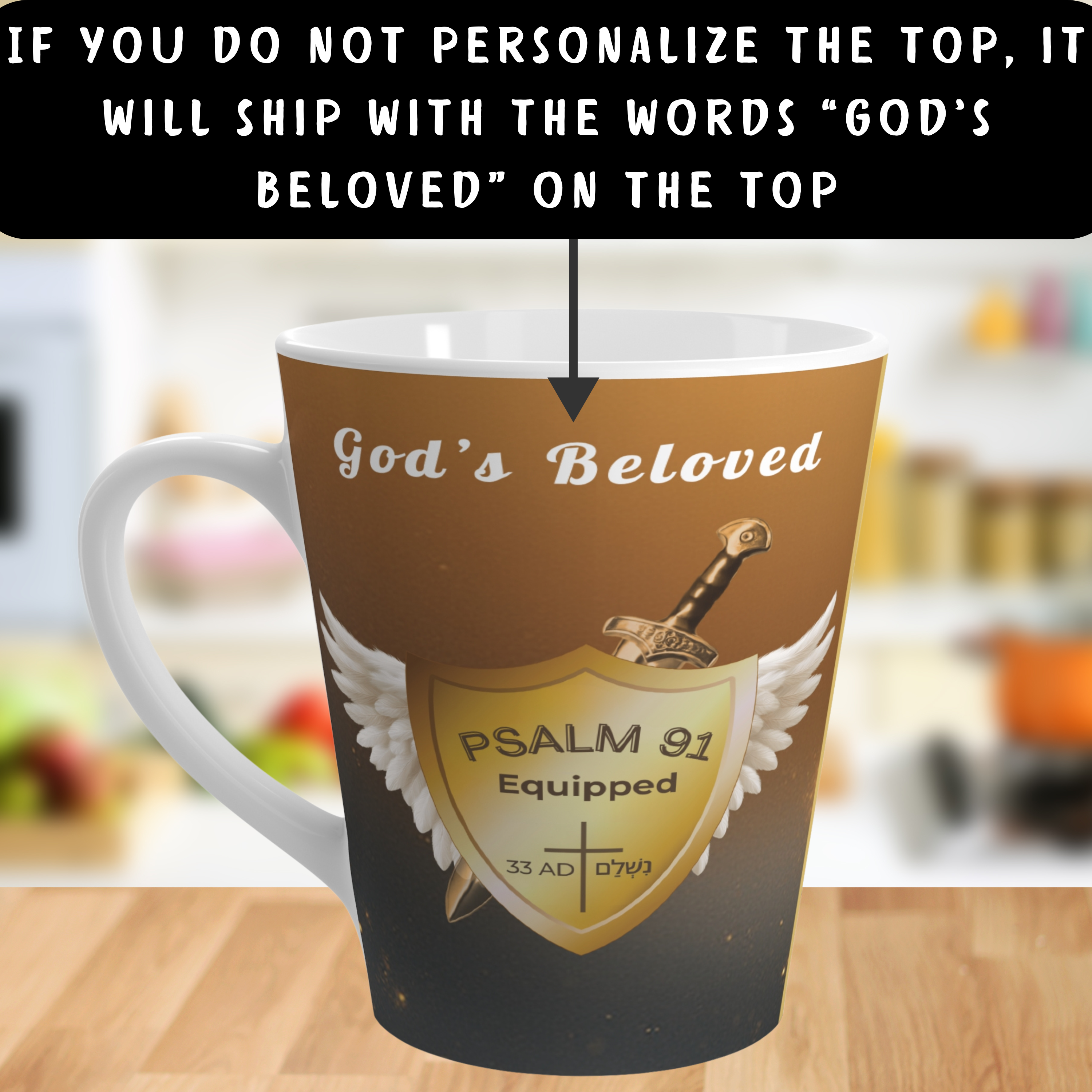 The Grace Table Presents Psalm 91 Equipped, 12 oz Personalizable Wraparound Latte Mug | Faith-Based, Spiritually Uplifting and Encouraging Tea Cup | Verse by Verse Customizable Gift - Image 8
