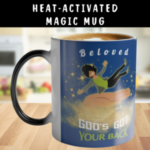 Personalizable Color-Changing "God's Got Your Back" Magic Drinkware | Fair-Skinned Woman Falling Onto God's Righteous Right Hand | Bible Verse Isaiah 41:10