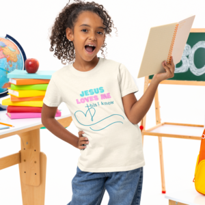 "Jesus Loves Me This I Know" Youth T-Shirt (English Version) | Bella+Canvas 3001Y Kids Tee | Christian Faith Apparel Gift