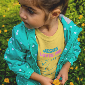 "Jesus Loves Me This I Know" Toddler T-shirt (English Version) | Gildan 64500P Kids Tee | Christian Faith Apparel for Kids
