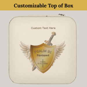 Personalizable "Psalm 91 Equipped" Jewelry Travel Case — Compact Jewelry Organizer with Ring Slots & Compartments | Psalm 91 Equipped Jewelry Organizer | Christian Travel Jewelry Case | Scripture Gift for Women