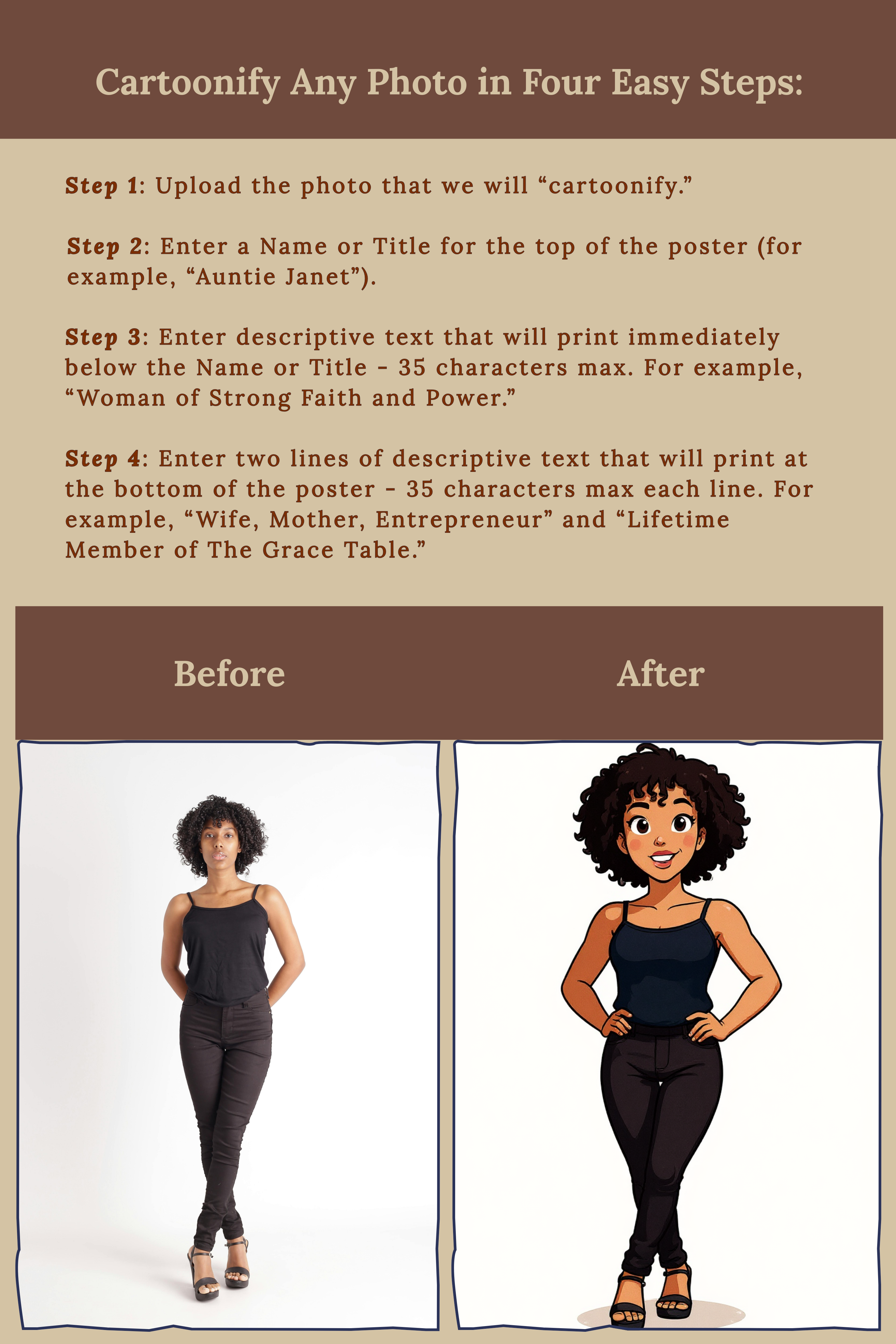 FRAMED POSTER: Custom "Photo to Cartoon" Poster | Cartoonified Portrait for Men, Women, Kids, Pets | Personalizable Wall Art - Image 10