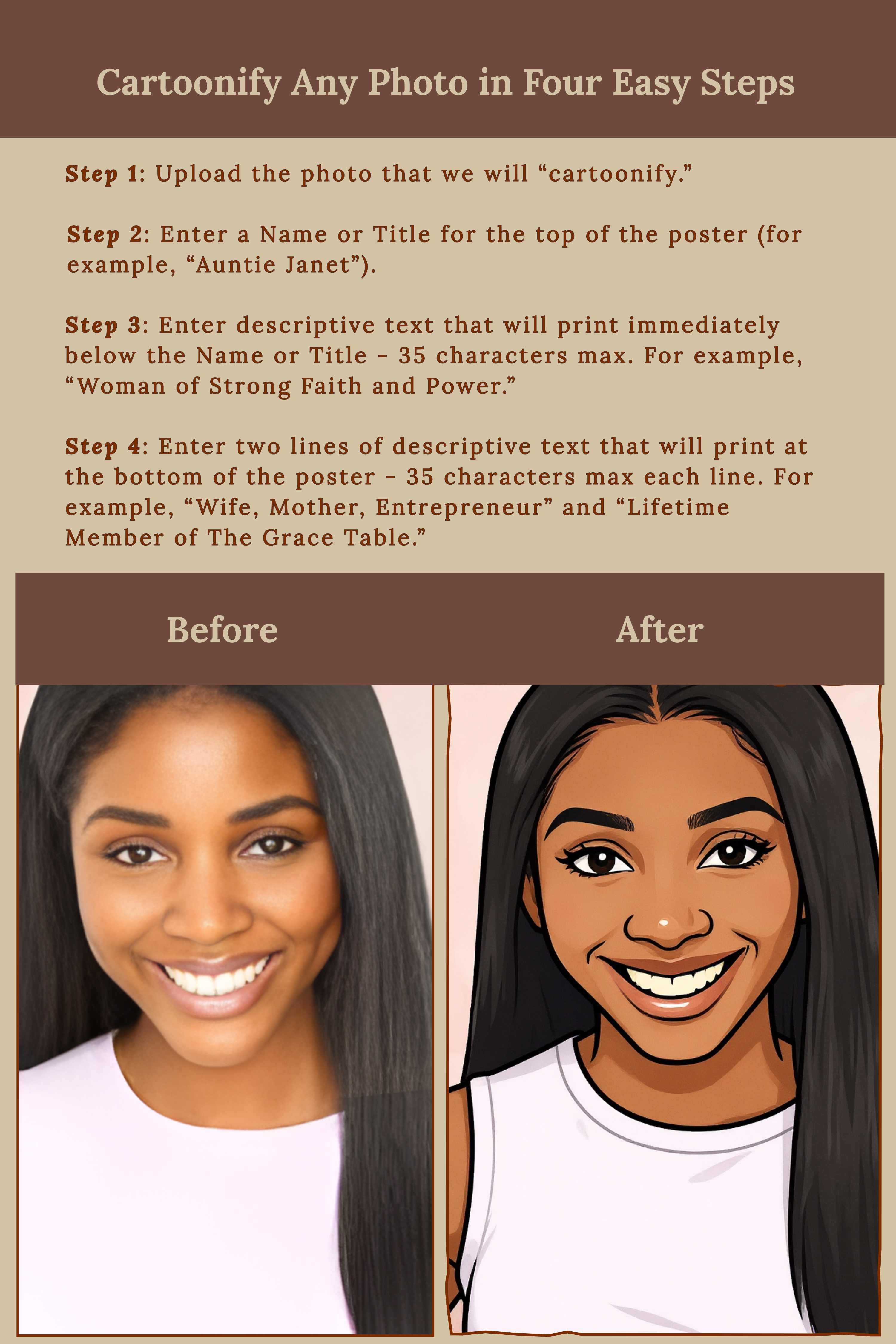 FRAMED POSTER: Custom "Photo to Cartoon" Poster | Cartoonified Portrait for Men, Women, Kids, Pets | Personalizable Wall Art - Image 12