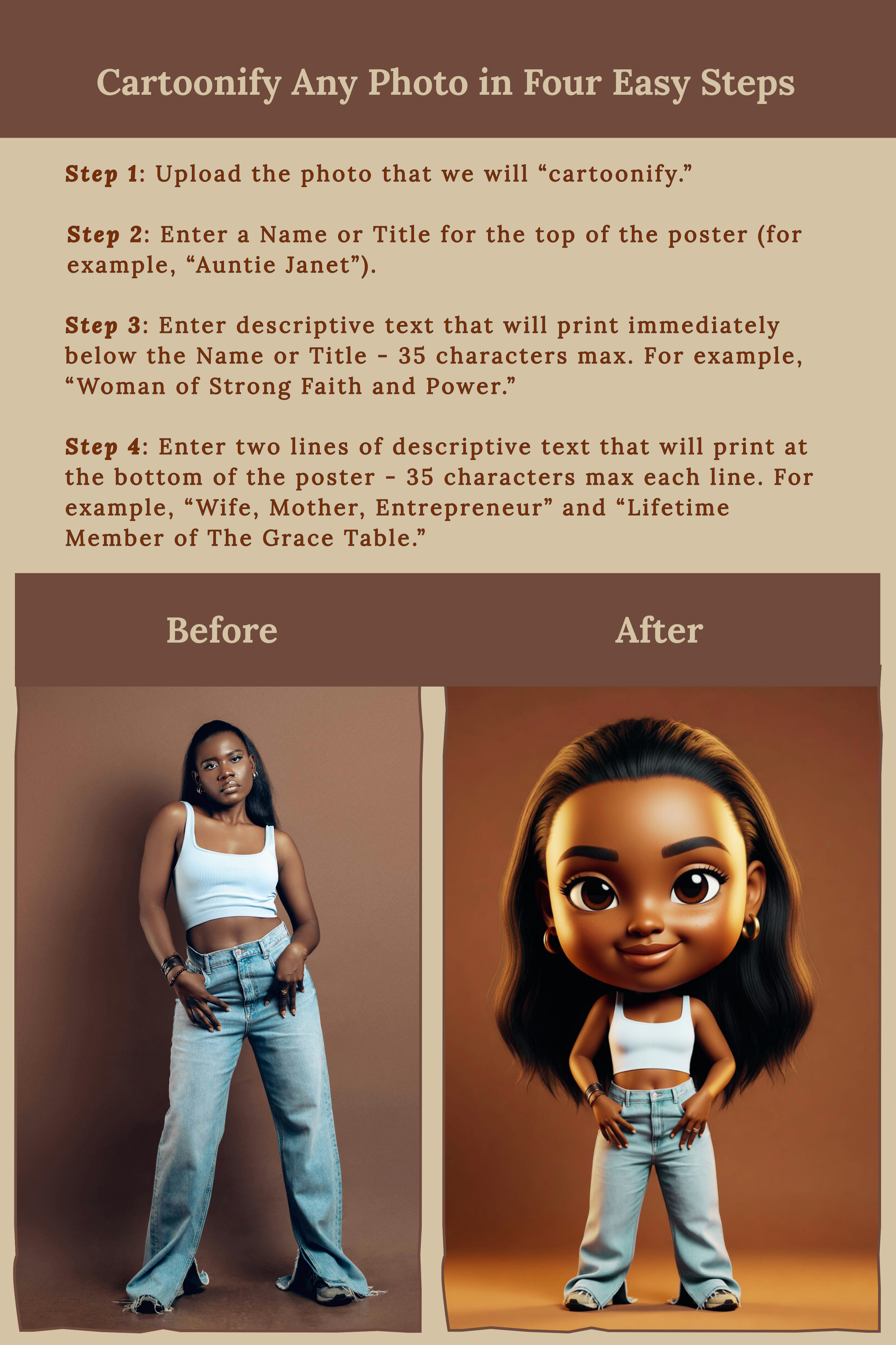 FRAMED POSTER: Custom "Photo to Cartoon" Poster | Cartoonified Portrait for Men, Women, Kids, Pets | Personalizable Wall Art - Image 4