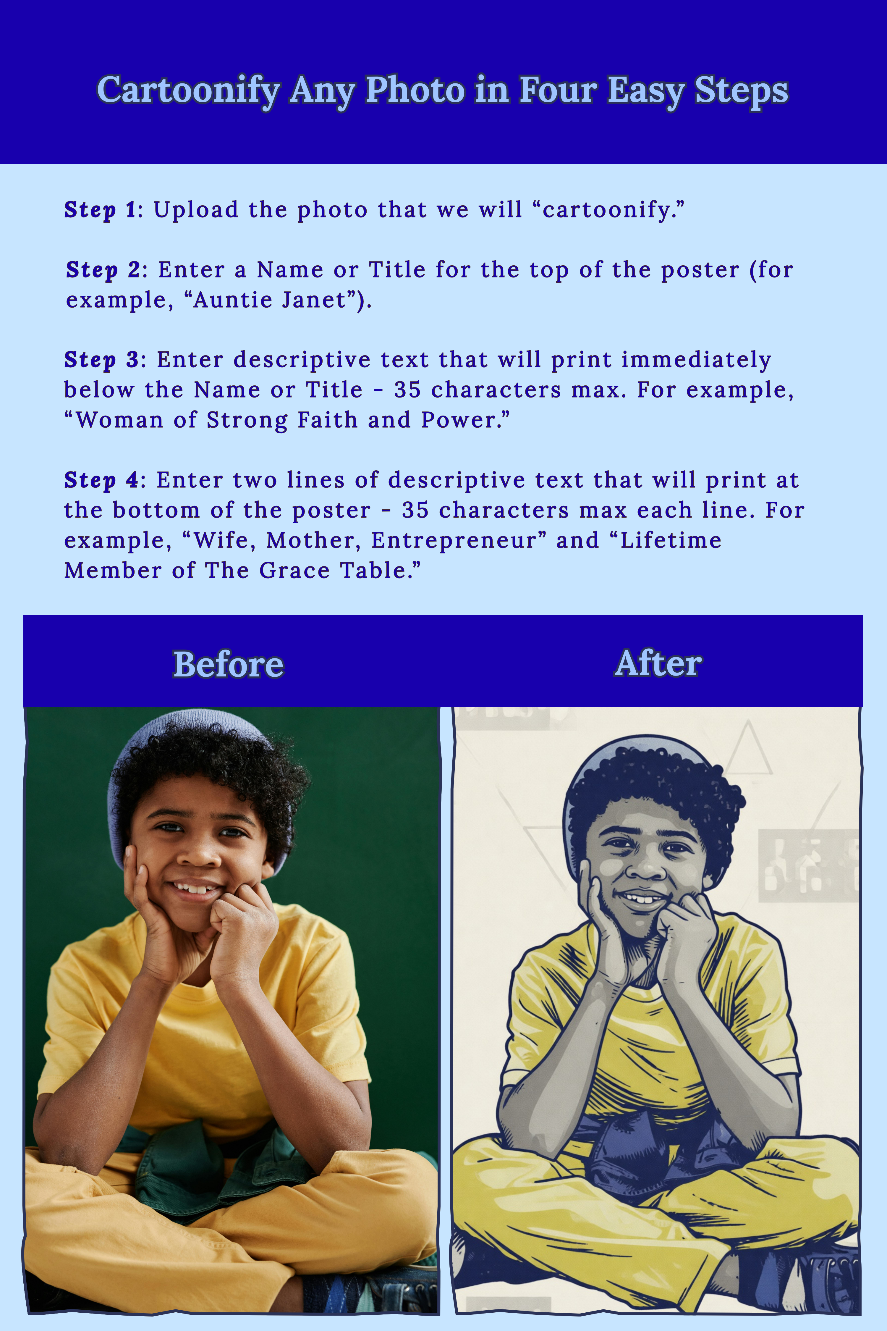 FRAMED POSTER: Custom "Photo to Cartoon" Poster | Cartoonified Portrait for Men, Women, Kids, Pets | Personalizable Wall Art - Image 14