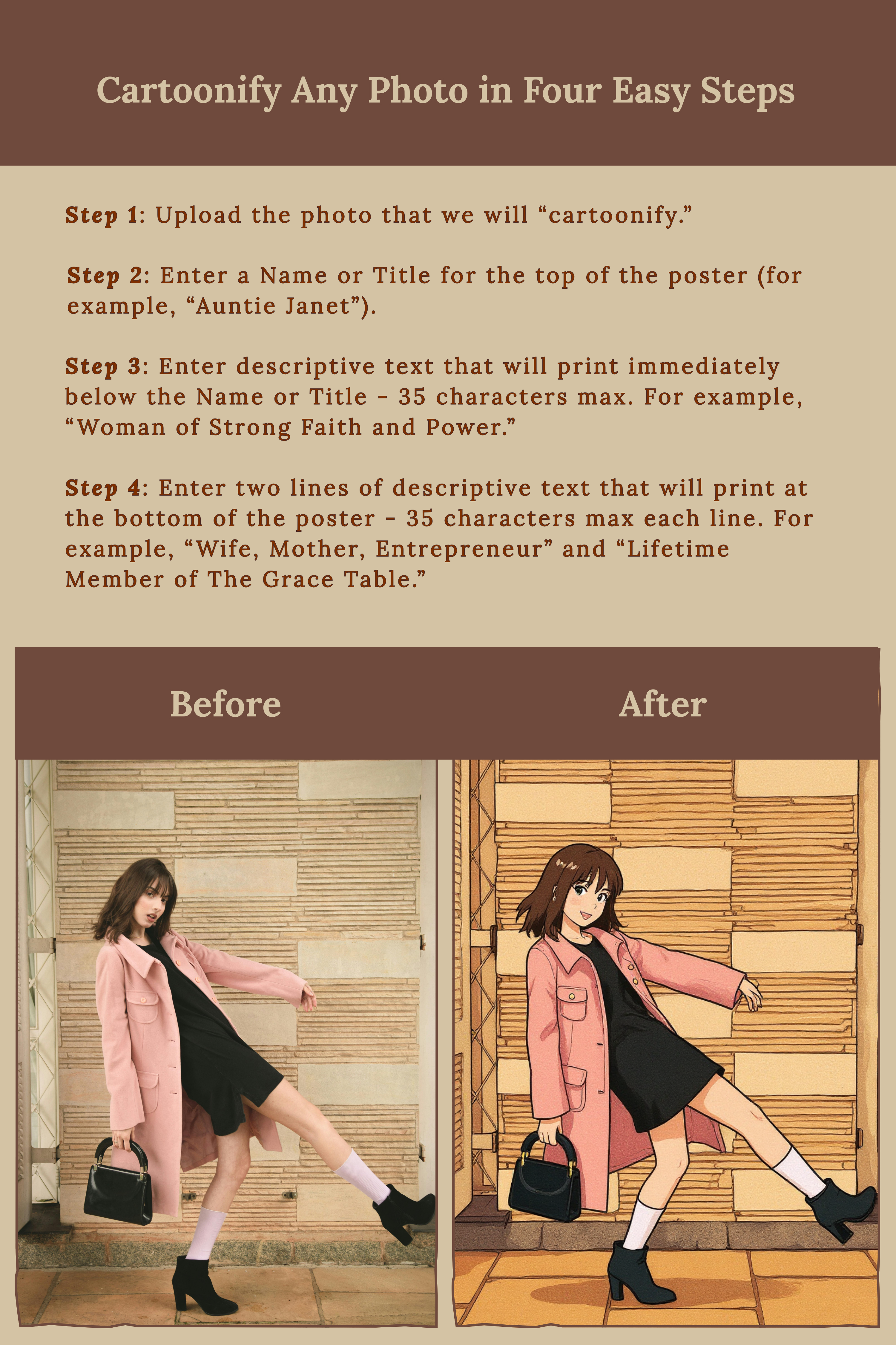 FRAMED POSTER: Custom "Photo to Cartoon" Poster | Cartoonified Portrait for Men, Women, Kids, Pets | Personalizable Wall Art - Image 2