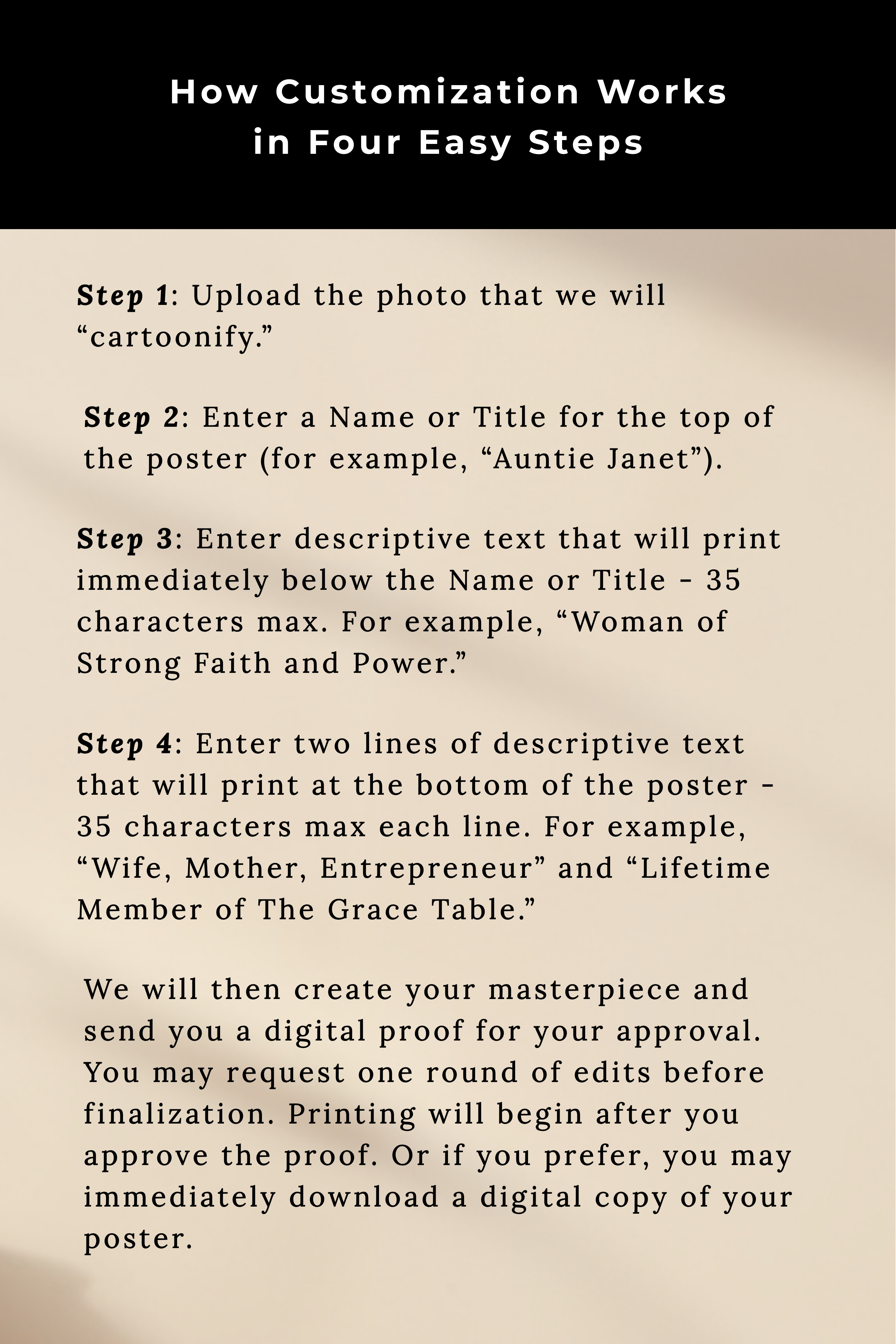 VALUE BUNDLE: Custom "Photo to Cartoon" Framed Poster AND Digital Download Files | Cartoonified Portrait for Men, Women, Kids, Pets | Personalizable Wall Art - Image 6