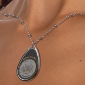 Personalizable "My Table of Grace - Psalm 91 Equipped" Oval Pendant - Gold on Black Christian Communion Jewelry | Faith Reminder Gift Necklace