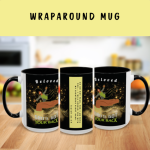 Personalizable "God's Got Your Back" Christian Wraparound Mug Featuring a Melanated Woman Falling Onto God's Right Hand | Bible Verse Isaiah 41:10 Personalized Faith Mug | Inspirational Scripture Gift for Believers