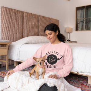 Believe=Rest-Receive!™ Crewneck Sweatshirt | Roadmap of Faith Shirt | Christian Comfort Wear | Gildan 18000 Heavy Blend Crew