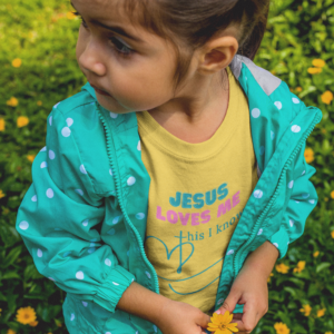 "Jesus Loves Me This I Know" Toddler T-shirt (English Version) | Gildan 64500P Kids Tee | Christian Faith Apparel for Kids