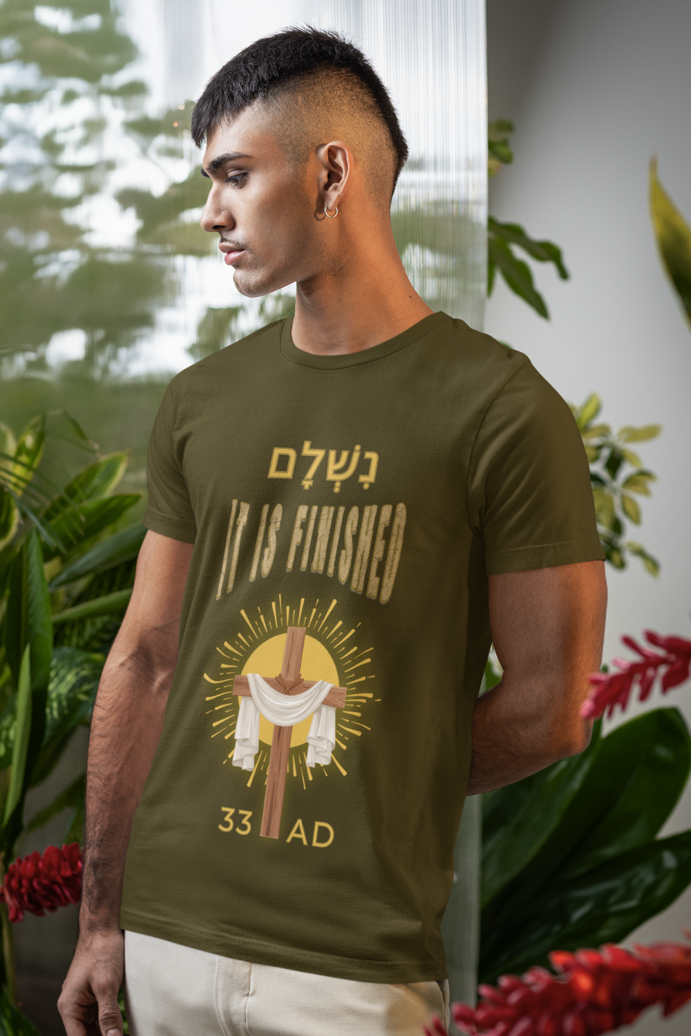 "נִשְׁלָם /It is Finished" Christian T-Shirt | John 19:30 Christian Apparel | Cross and Robe Design | 33 AD Faith Shirt - Image 6