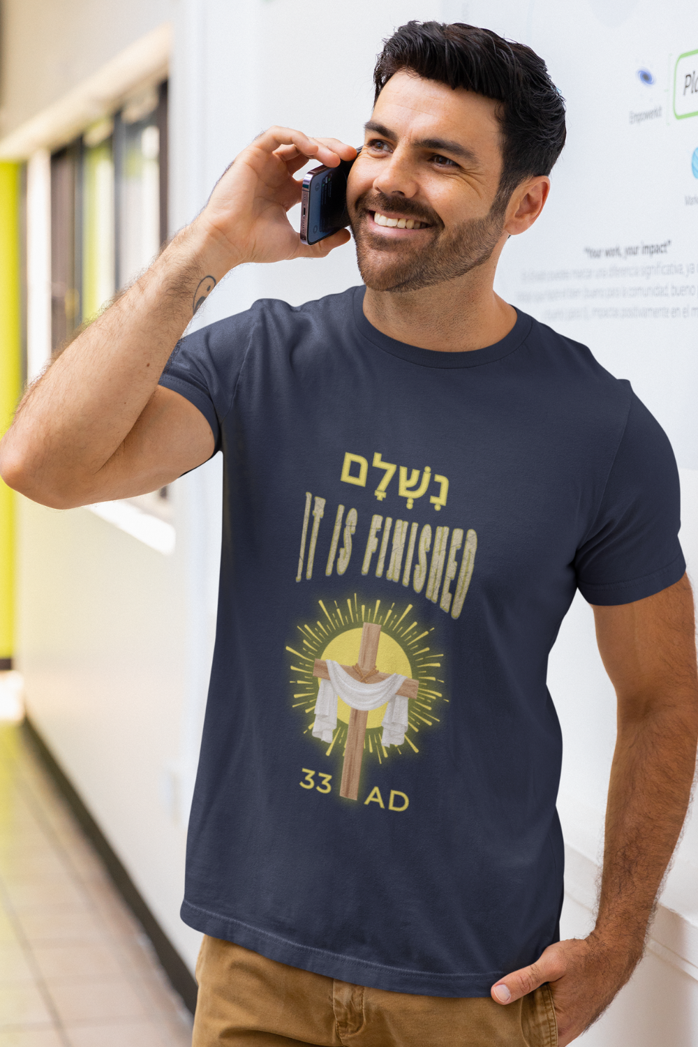 "נִשְׁלָם /It is Finished" Christian T-Shirt | John 19:30 Christian Apparel | Cross and Robe Design | 33 AD Faith Shirt - Image 10