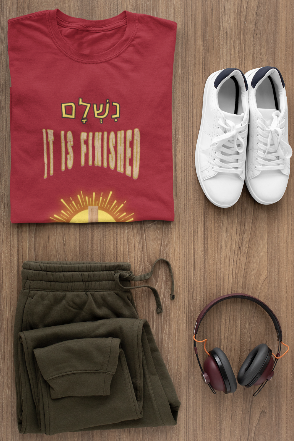 "נִשְׁלָם /It is Finished" Christian T-Shirt | John 19:30 Christian Apparel | Cross and Robe Design | 33 AD Faith Shirt - Image 4