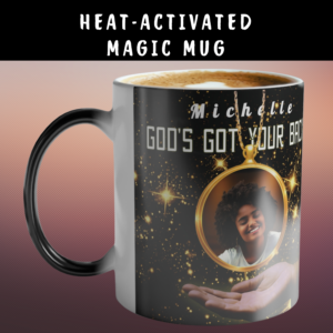 Personalizable Color-Changing "God's Got Your Back" Magic Drinkware | Custom Photo Locket Necklace Falling Onto God's Righteous Right Hand | Bible Verse Isaiah 41:10
