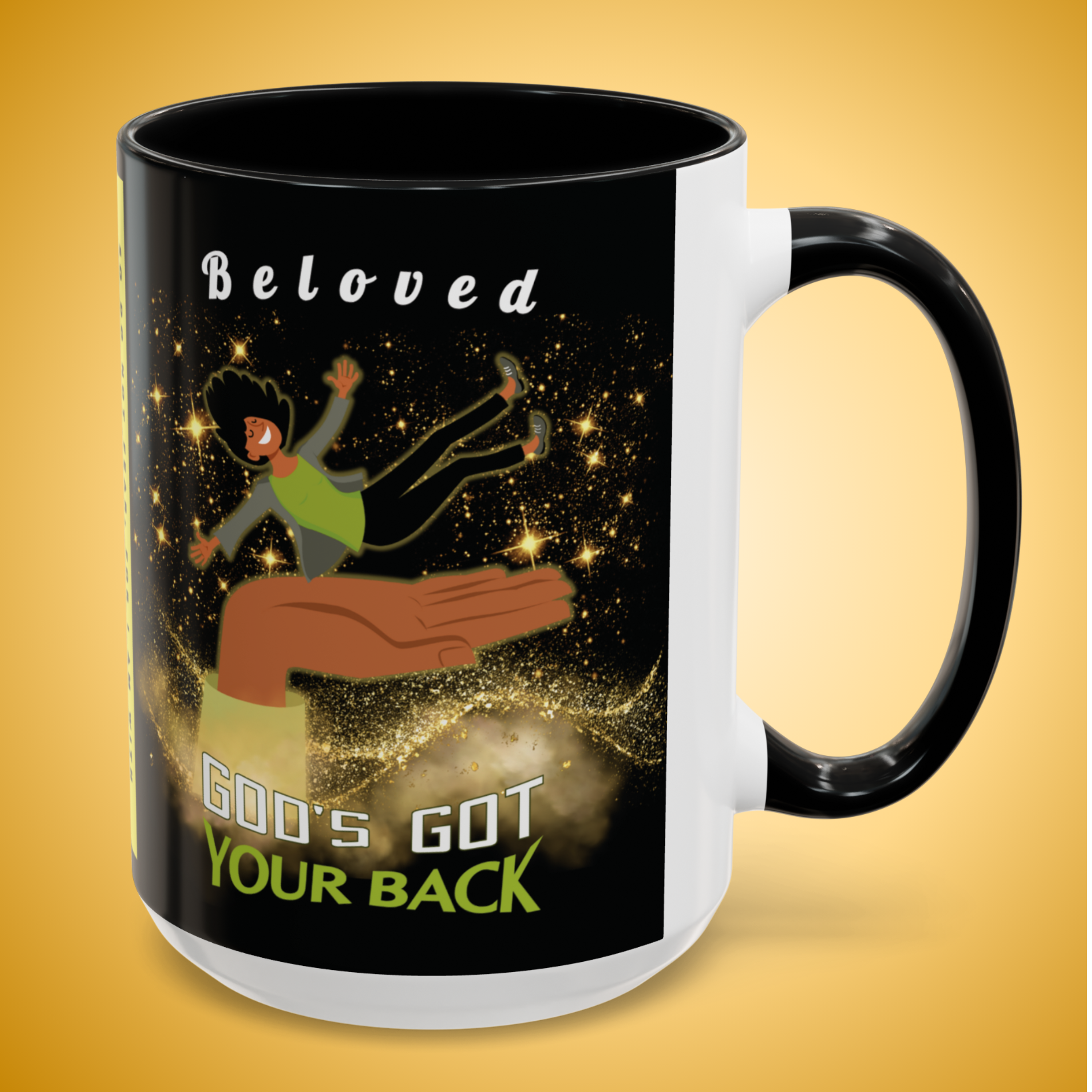 Personalizable "God's Got Your Back" Christian Wraparound Mug Featuring a Melanated Woman Falling Onto God's Right Hand | Bible Verse Isaiah 41:10 Personalized Faith Mug | Inspirational Scripture Gift for Believers - Image 16