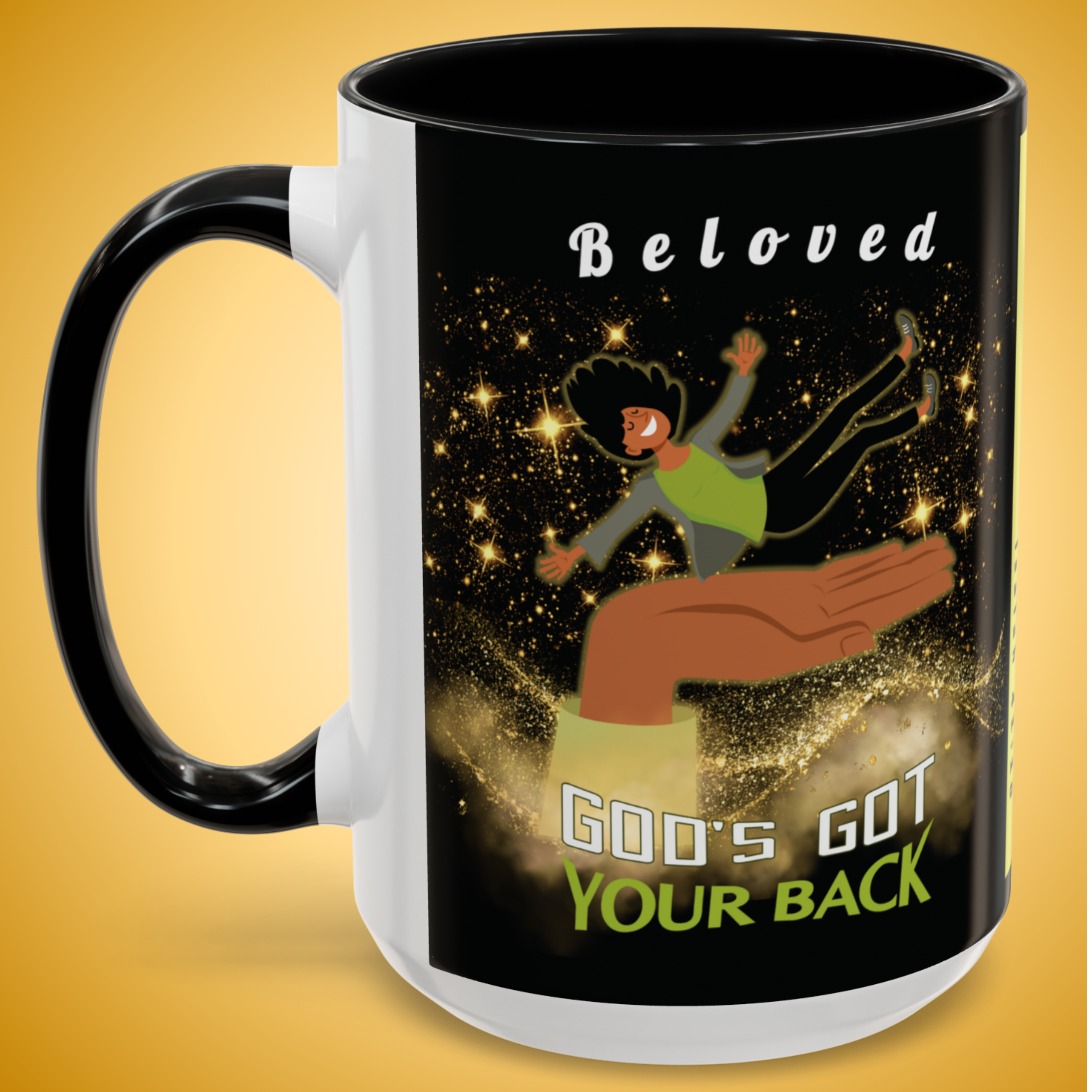 Personalizable "God's Got Your Back" Christian Wraparound Mug Featuring a Melanated Woman Falling Onto God's Right Hand | Bible Verse Isaiah 41:10 Personalized Faith Mug | Inspirational Scripture Gift for Believers - Image 15