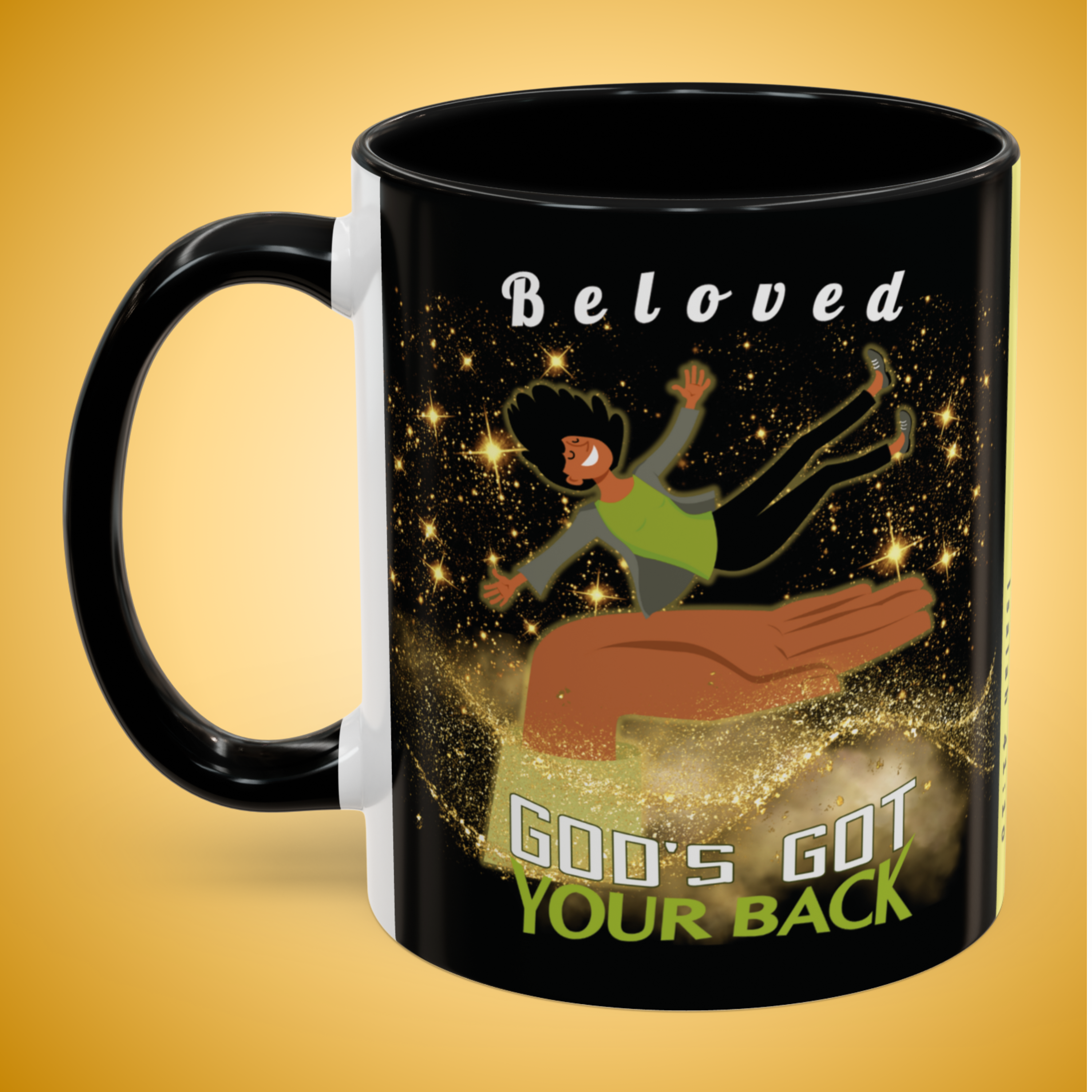 Personalizable "God's Got Your Back" Christian Wraparound Mug Featuring a Melanated Woman Falling Onto God's Right Hand | Bible Verse Isaiah 41:10 Personalized Faith Mug | Inspirational Scripture Gift for Believers - Image 12