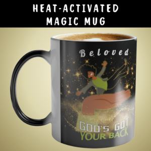 Personalizable Color-Changing "God's Got Your Back" Magic Drinkware | Melanated Woman Falling Onto God's Righteous Right Hand | Bible Verse Isaiah 41:10