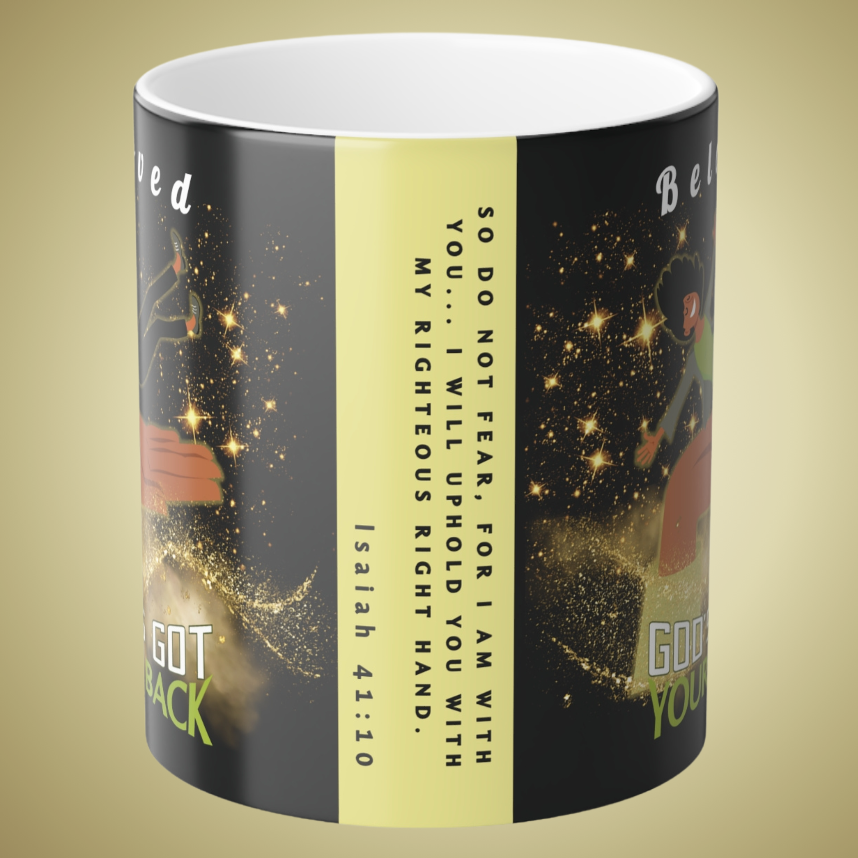 Personalizable Color-Changing "God's Got Your Back" Magic Drinkware | Melanated Woman Falling Onto God's Righteous Right Hand | Bible Verse Isaiah 41:10 - Image 13