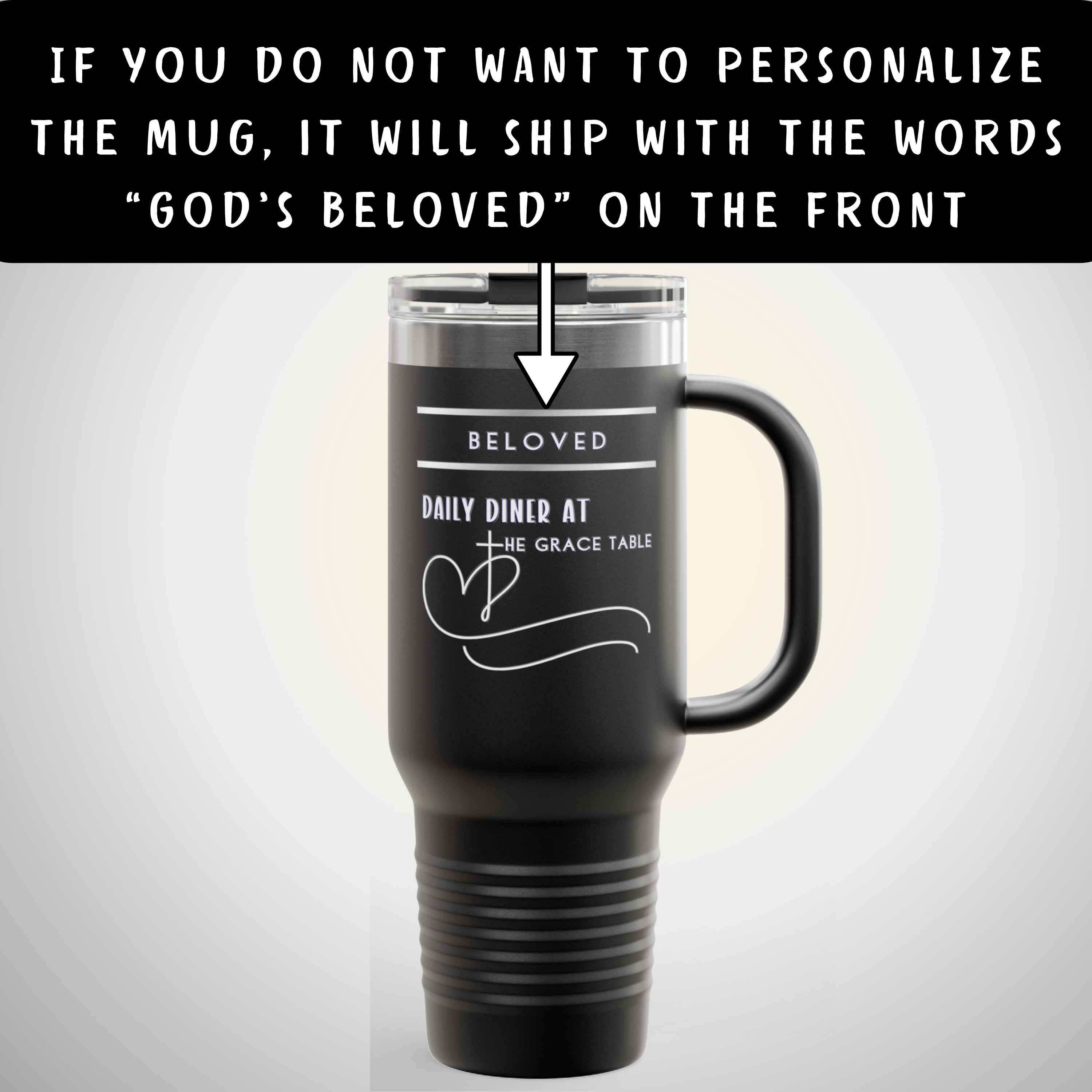 Personalizable "Daily Diner At The Grace Table™- Psalm 91 Equipped" 40 Oz Travel Mug | Insulated Tumbler with Handle & Straw | Custom Christian Gift | God’s Beloved Drinkware | Faith-Based Insulated Cup (5 Colors) - Image 4