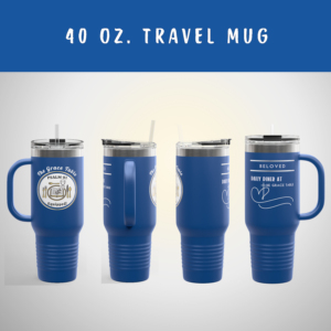 Personalizable "Daily Diner At The Grace Table™- Psalm 91 Equipped" 40 Oz Travel Mug | Insulated Tumbler with Handle & Straw | Custom Christian Gift | God’s Beloved Drinkware | Faith-Based Insulated Cup (5 Colors)