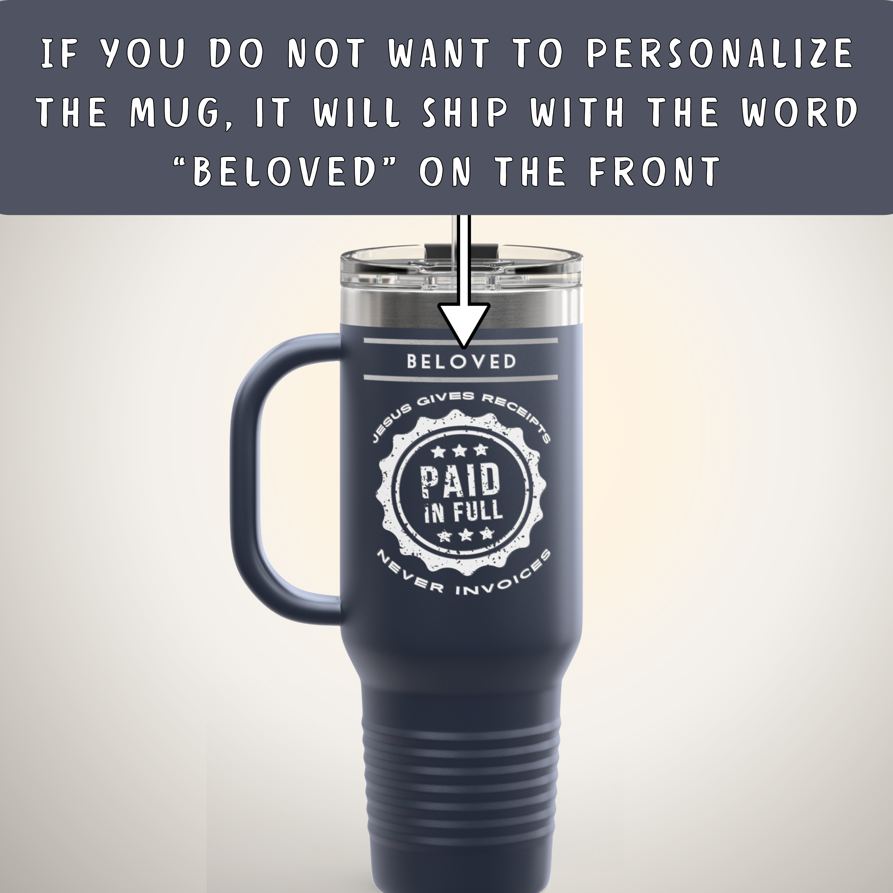 "Jesus Gives Receipts - Never Invoices" 40 oz Travel Mug | "Paid in Full" Insulated Tumbler with Handle & Straw | Christian Faith Drinkware | Inspirational Gift - Image 7