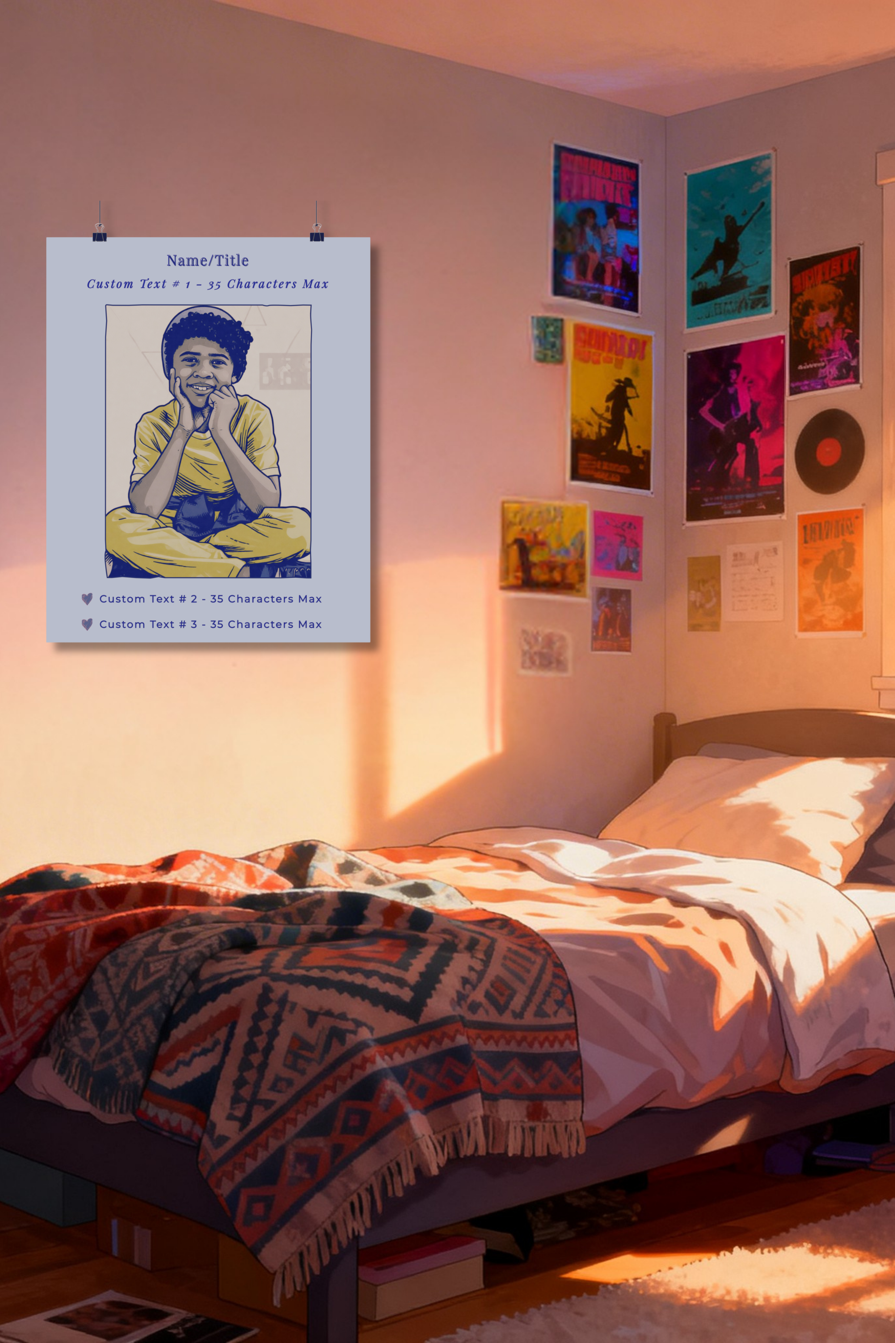 VALUE BUNDLE: Custom "Photo to Cartoon" Matte Vertical Poster AND Digital Download Files | Cartoonified Portrait for Men, Women, Kids, Pets | Personalizable Wall Art - Image 8