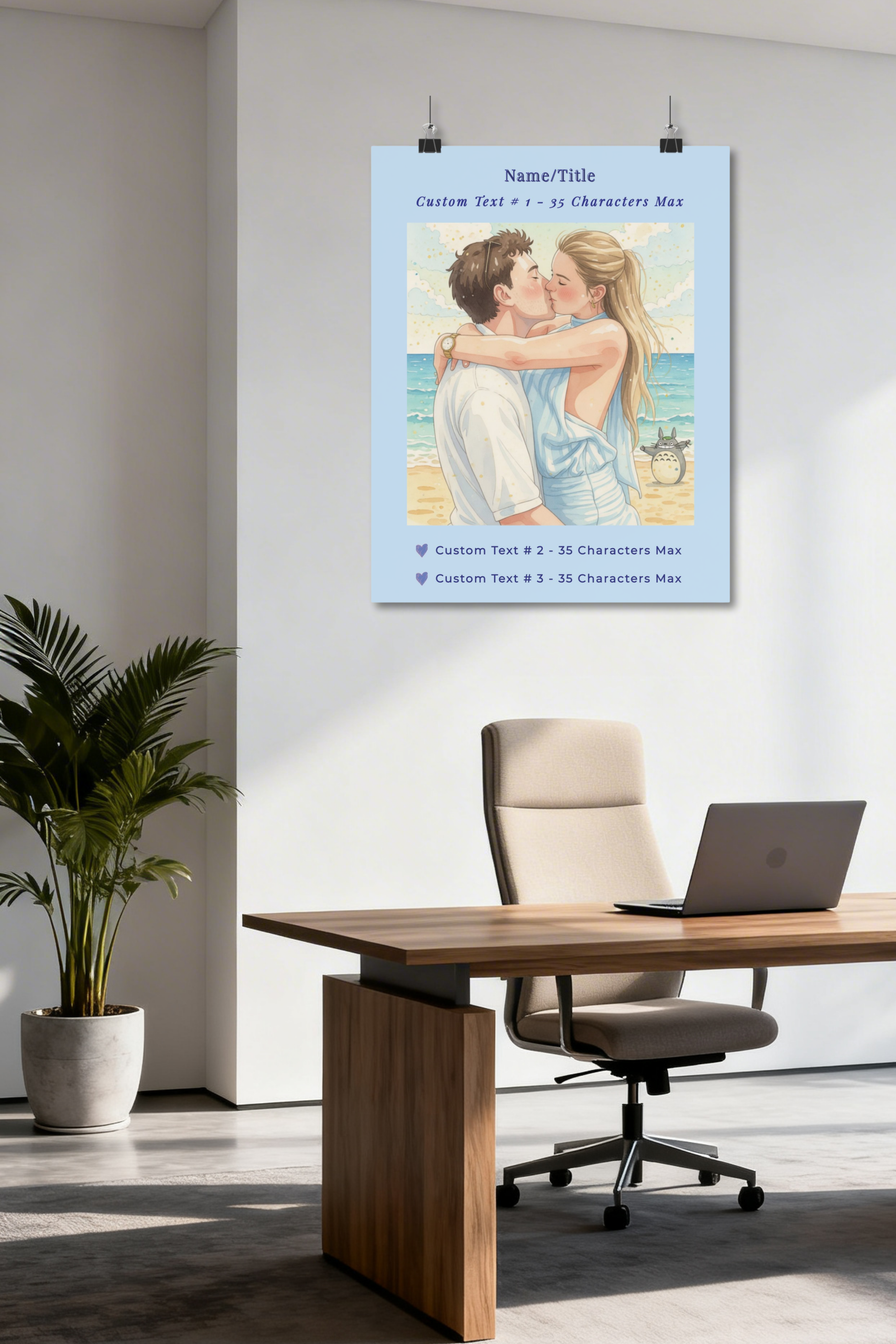 VALUE BUNDLE: Custom "Photo to Cartoon" Matte Vertical Poster AND Digital Download Files | Cartoonified Portrait for Men, Women, Kids, Pets | Personalizable Wall Art - Image 3