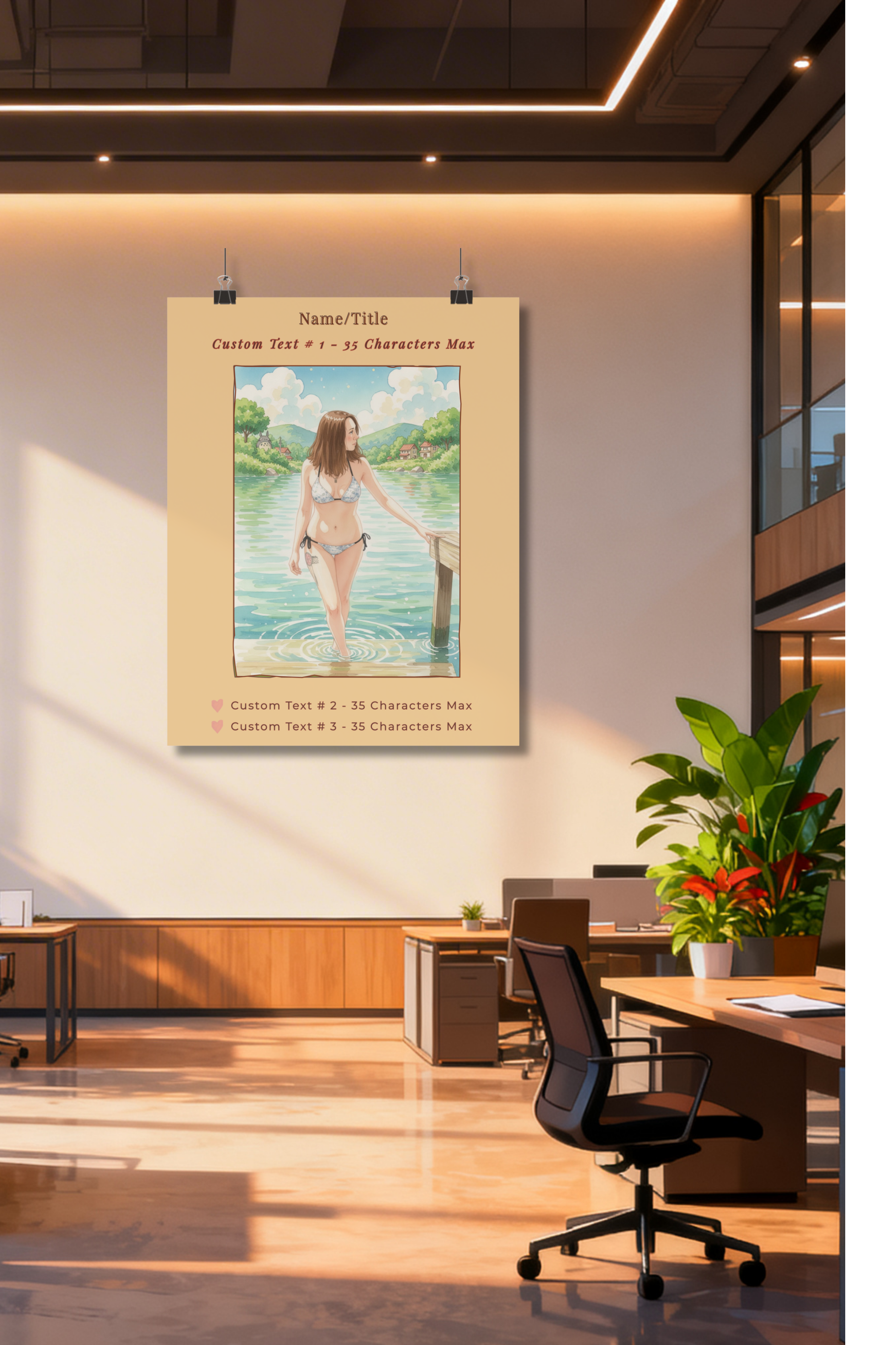 VALUE BUNDLE: Custom "Photo to Cartoon" Matte Vertical Poster AND Digital Download Files | Cartoonified Portrait for Men, Women, Kids, Pets | Personalizable Wall Art - Image 4