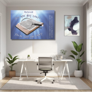 VERTICAL OR HORIZONTAL MATTE CANVAS: Personalizable “You Are NOT Crazy – God Says You’re Just THE FIRST!” Canvas Wall Art | Proverbs 8:12 Scripture Art | Blue Matte Faith-Inspired Decor