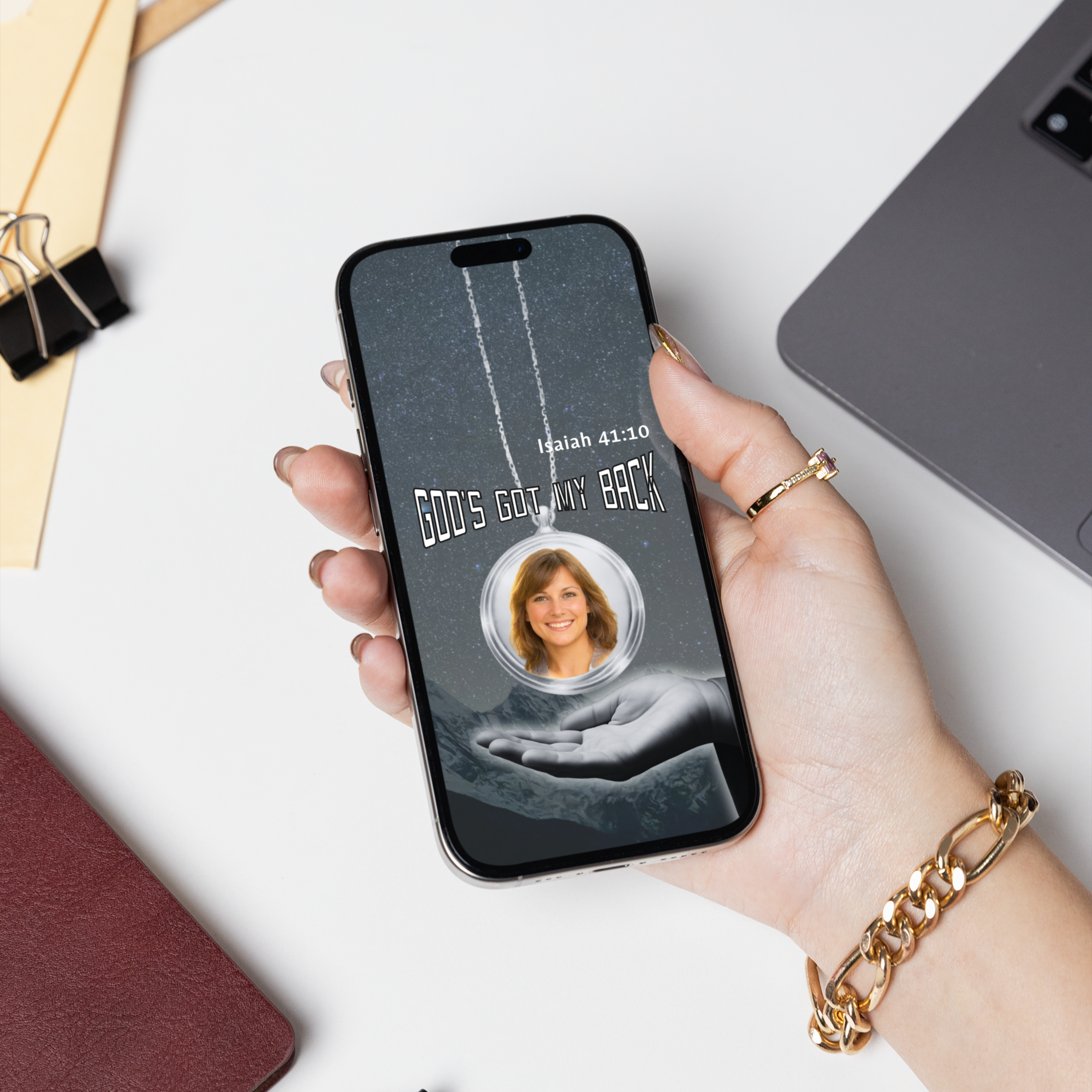 "God's Got My Back" Samsung Phone Case - Personalized Photo Locket Case with Isaiah 41:10 | Protective Tough Case with Righteous Right Hand of God Design - Image 5