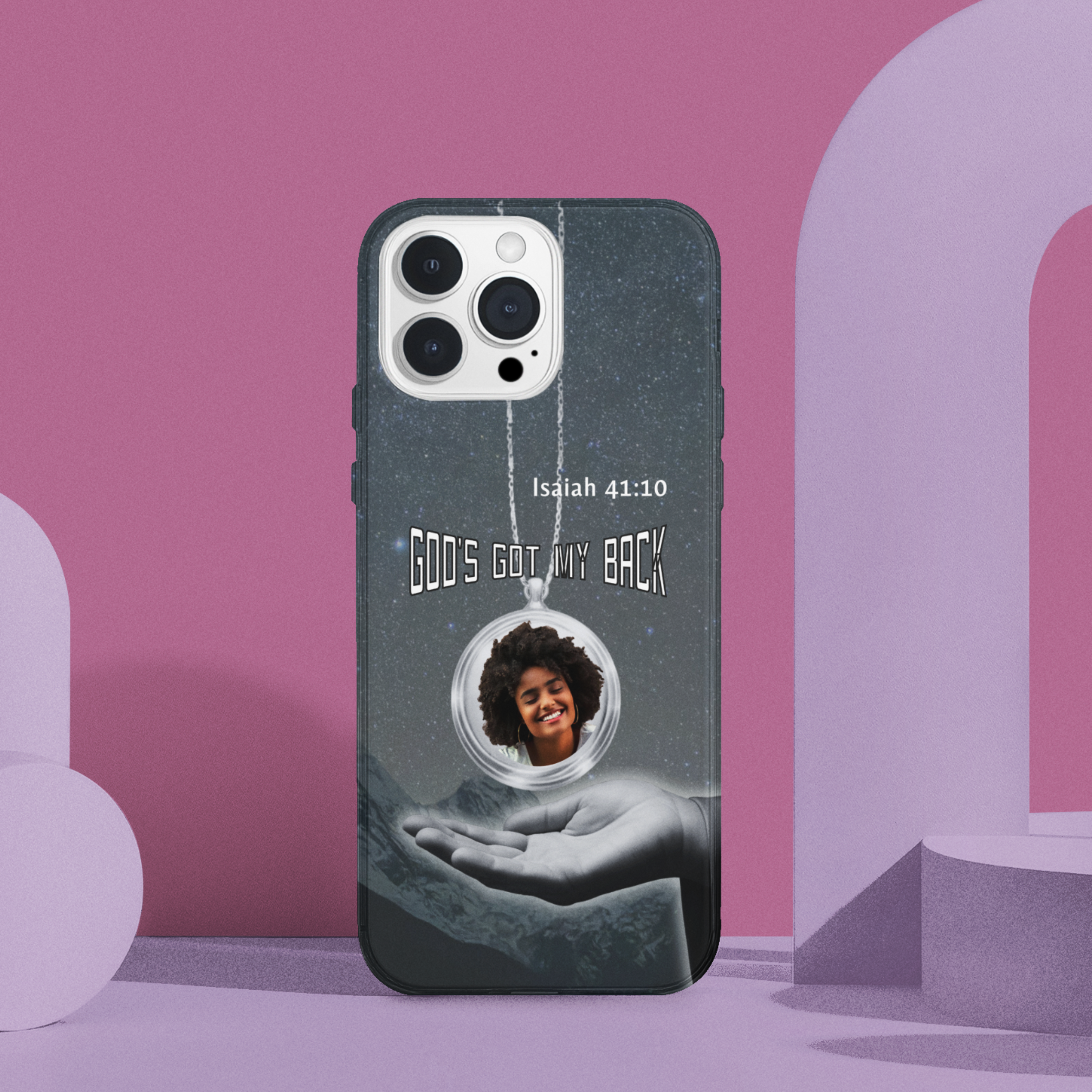 "God's Got My Back" Samsung Phone Case - Personalized Photo Locket Case with Isaiah 41:10 | Protective Tough Case with Righteous Right Hand of God Design - Image 4