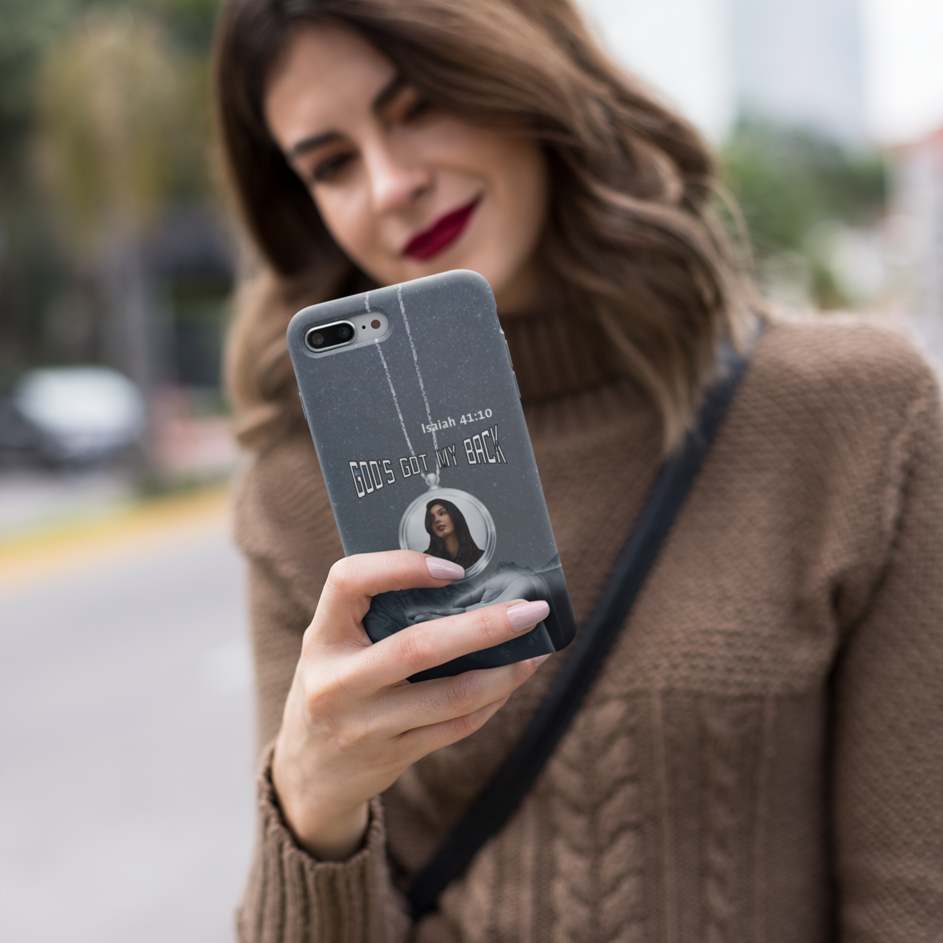 "God's Got My Back" Samsung Phone Case - Personalized Photo Locket Case with Isaiah 41:10 | Protective Tough Case with Righteous Right Hand of God Design - Image 2